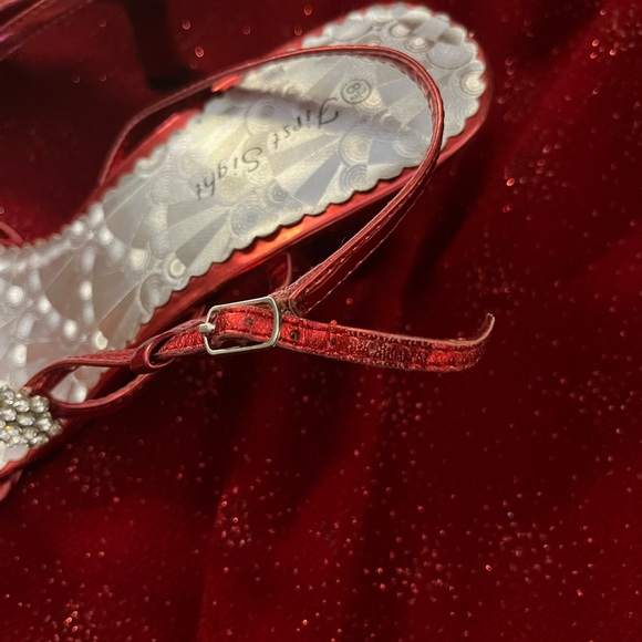 Bling Red Open Shoes Size 8.5 - Picture 5 of 7